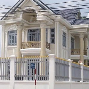 Hàng rào sắt biệt thự tân cổ điển sơn nhũ đồng