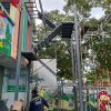 Cầu thang sắt thoát hiểm ngoài trời kết cấu thép