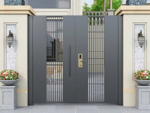 Mẫu khung sắt nghệ thuật uốn hoa văn sang trọng cho mái sảnh biệt thự tại TP.HCM